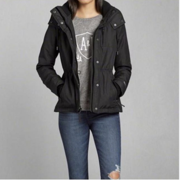 Abercrombie & Fitch Navy Blue Winter Coat Jacket Hoodies Size L - Picture 2 of 8